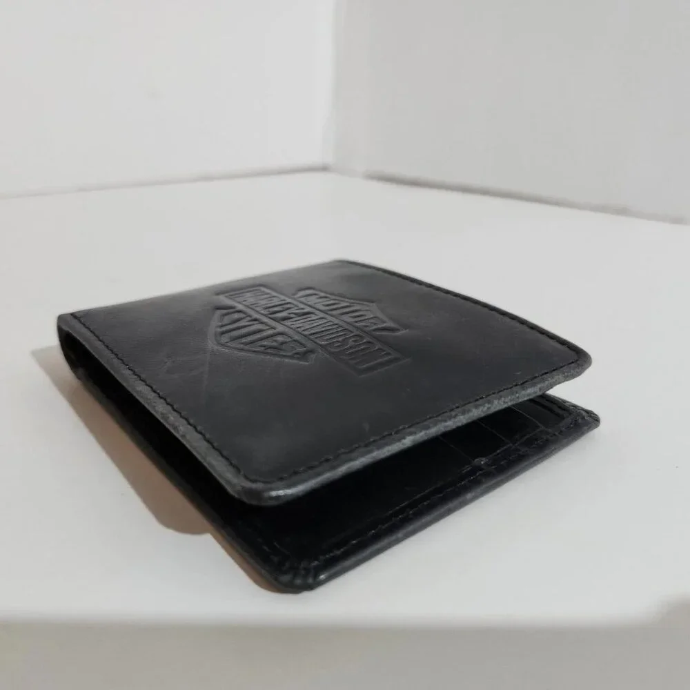New Harley Davidson Mens Wallet Bi-Fold 100% Leather Logo RFID Blocking